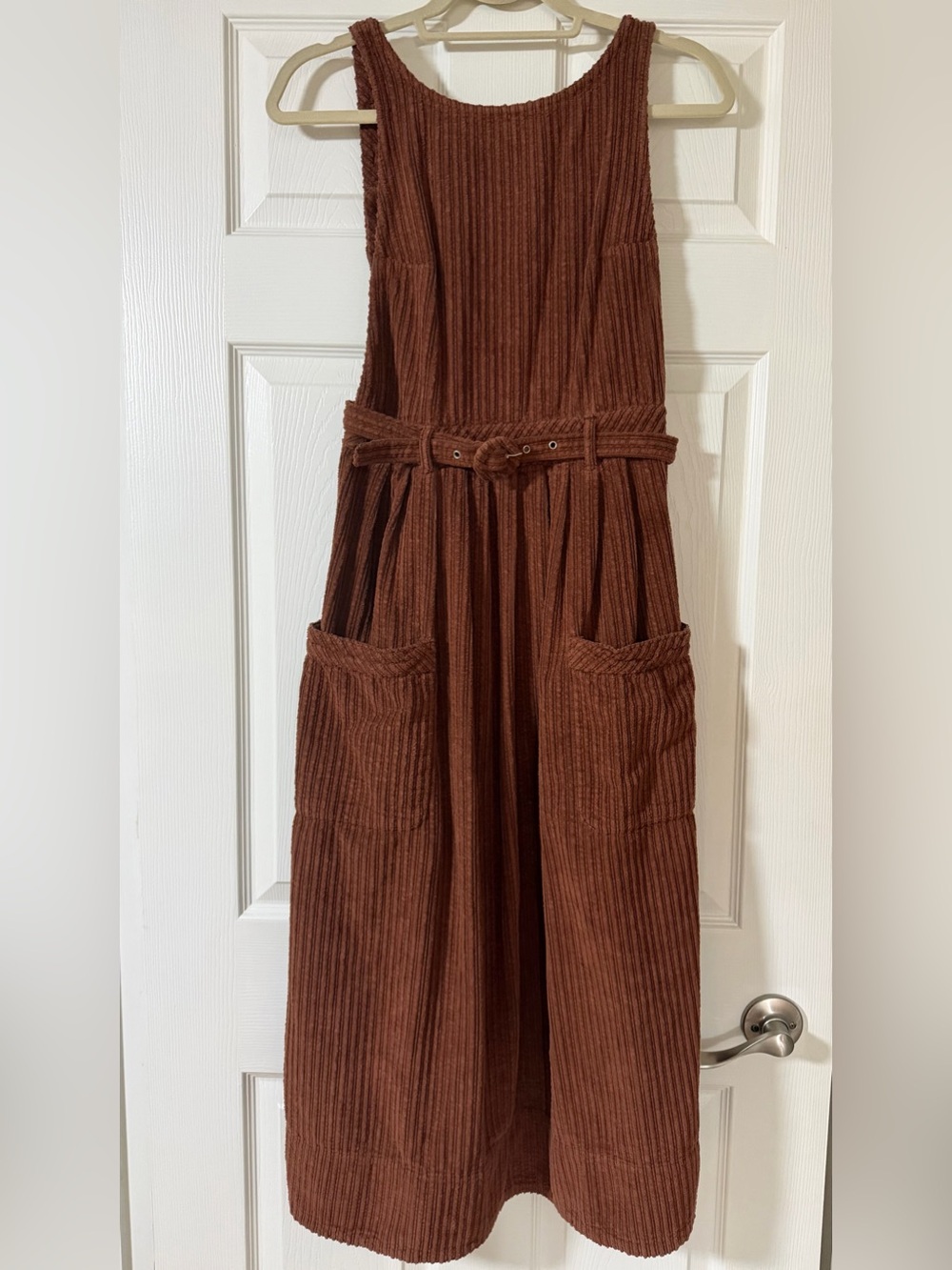 Free People Corduroy Midi Dress in Rust Brown